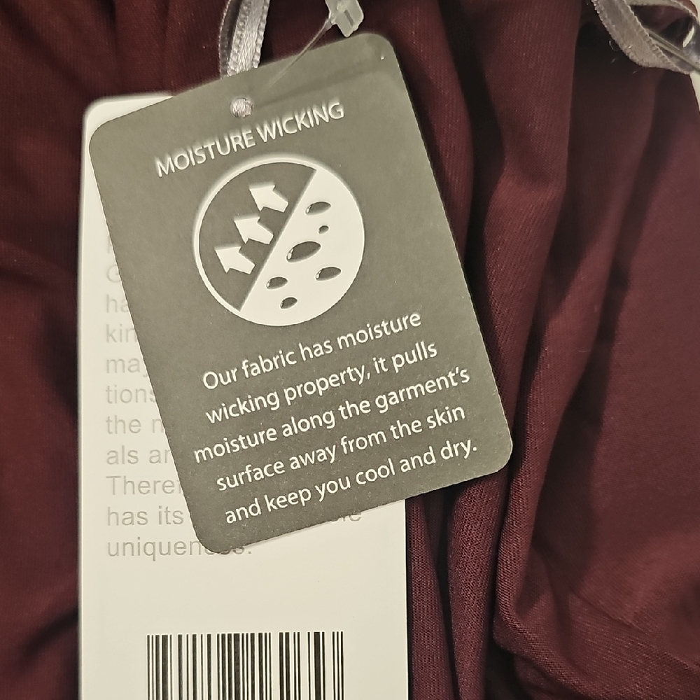 X By Gottex Long Sleeve Top Burgundy W/Black Mesh Size Large NWT - Picture 4 of 6